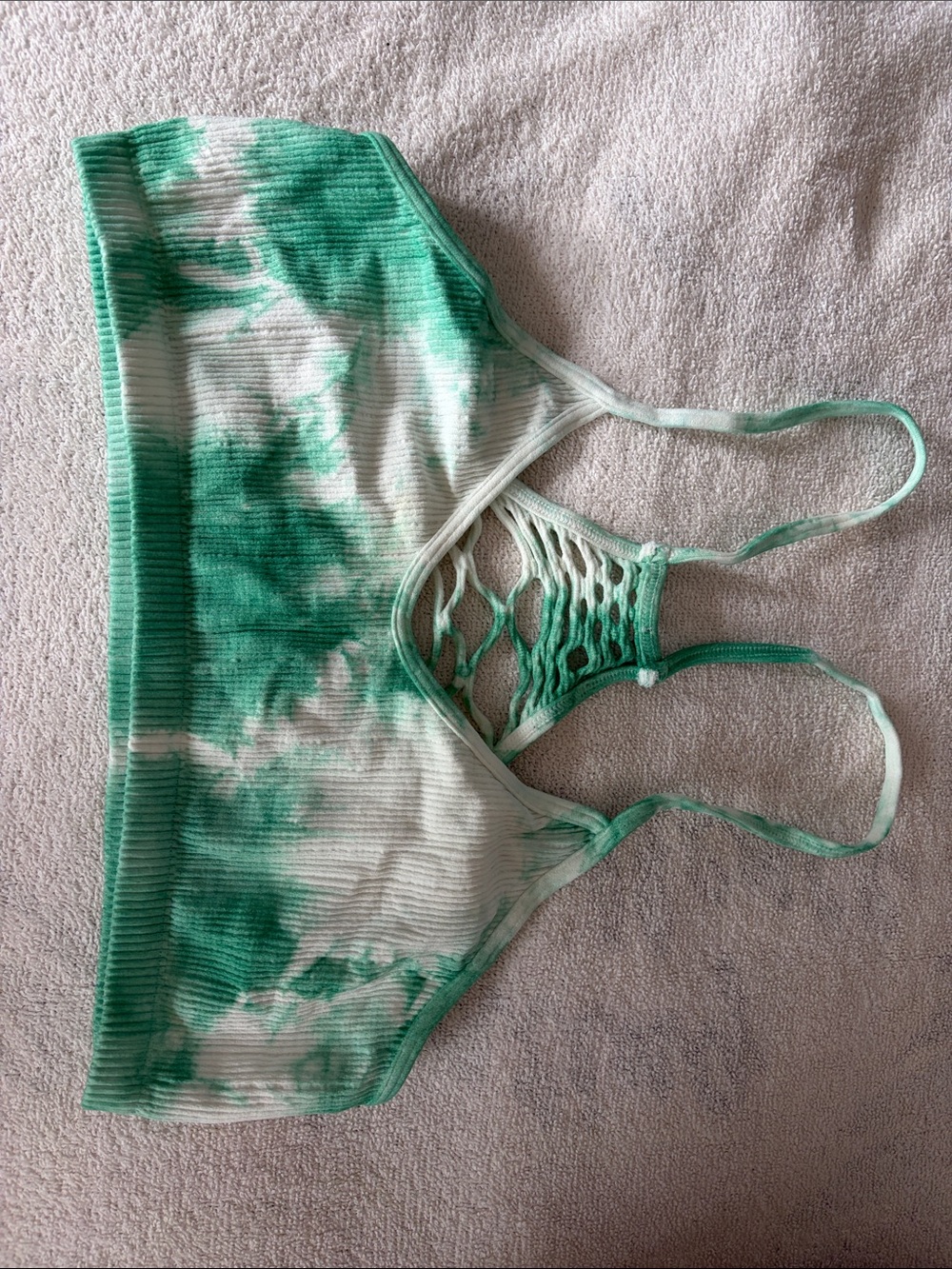 Free People Green Tie-Dye Seamless Lattice-Back Bralette